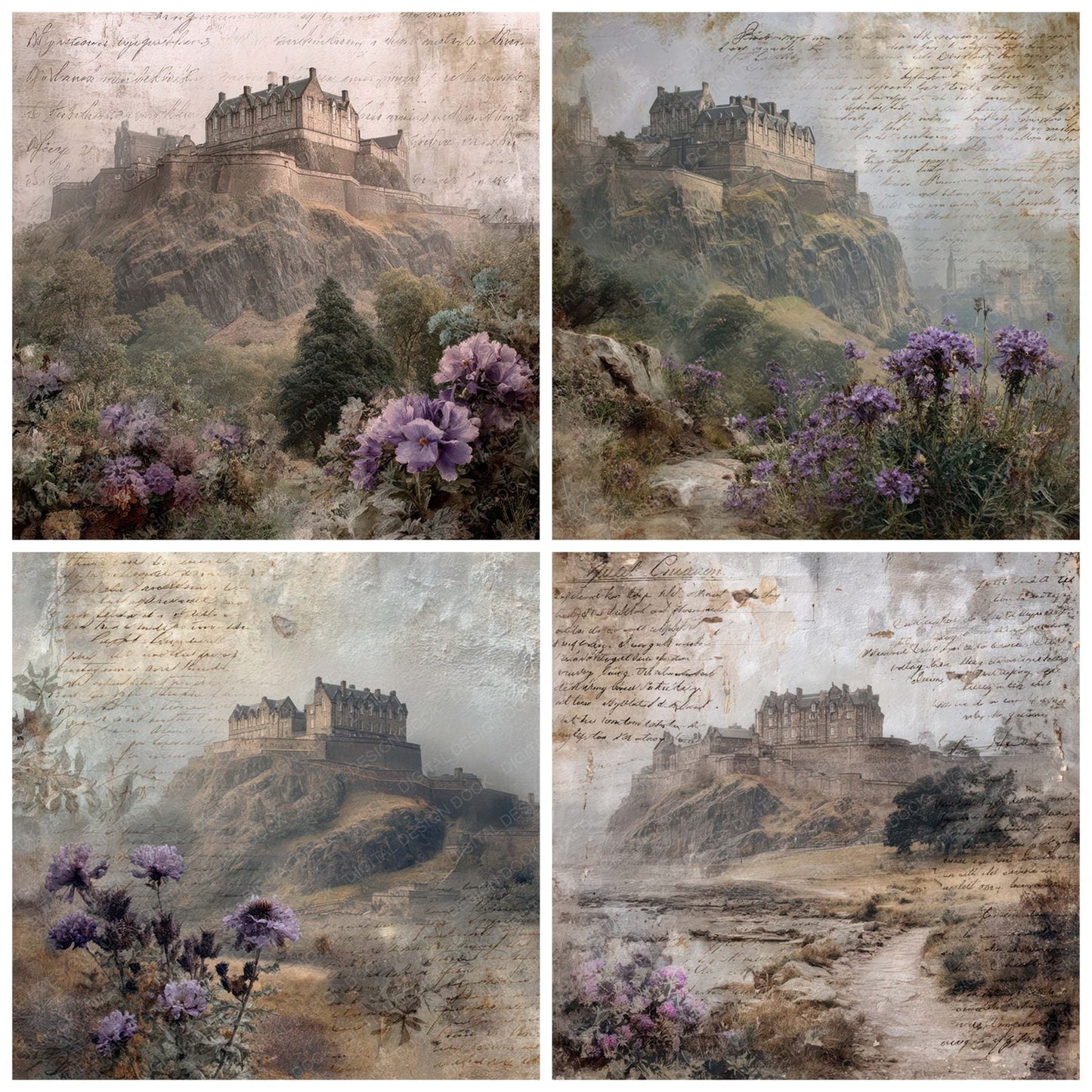 Scotland Charm Edinburgh Castle Digital Paper Pack (DDD007802)