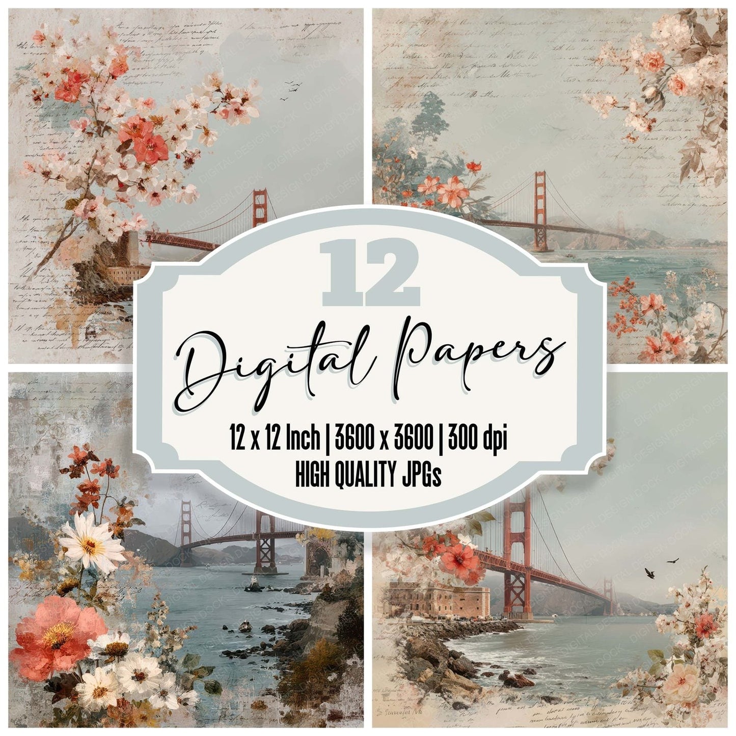 USA Charm Golden Gate Bridge Digital Paper Pack (DDD007803)