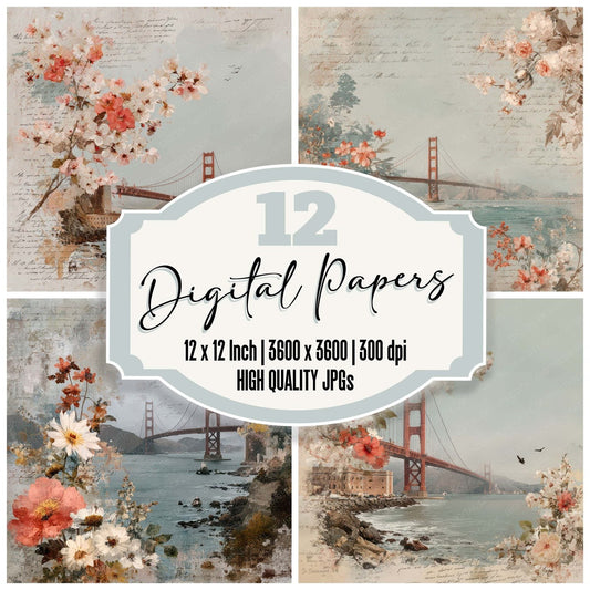 USA Charm Golden Gate Bridge Digital Paper Pack (DDD007803)