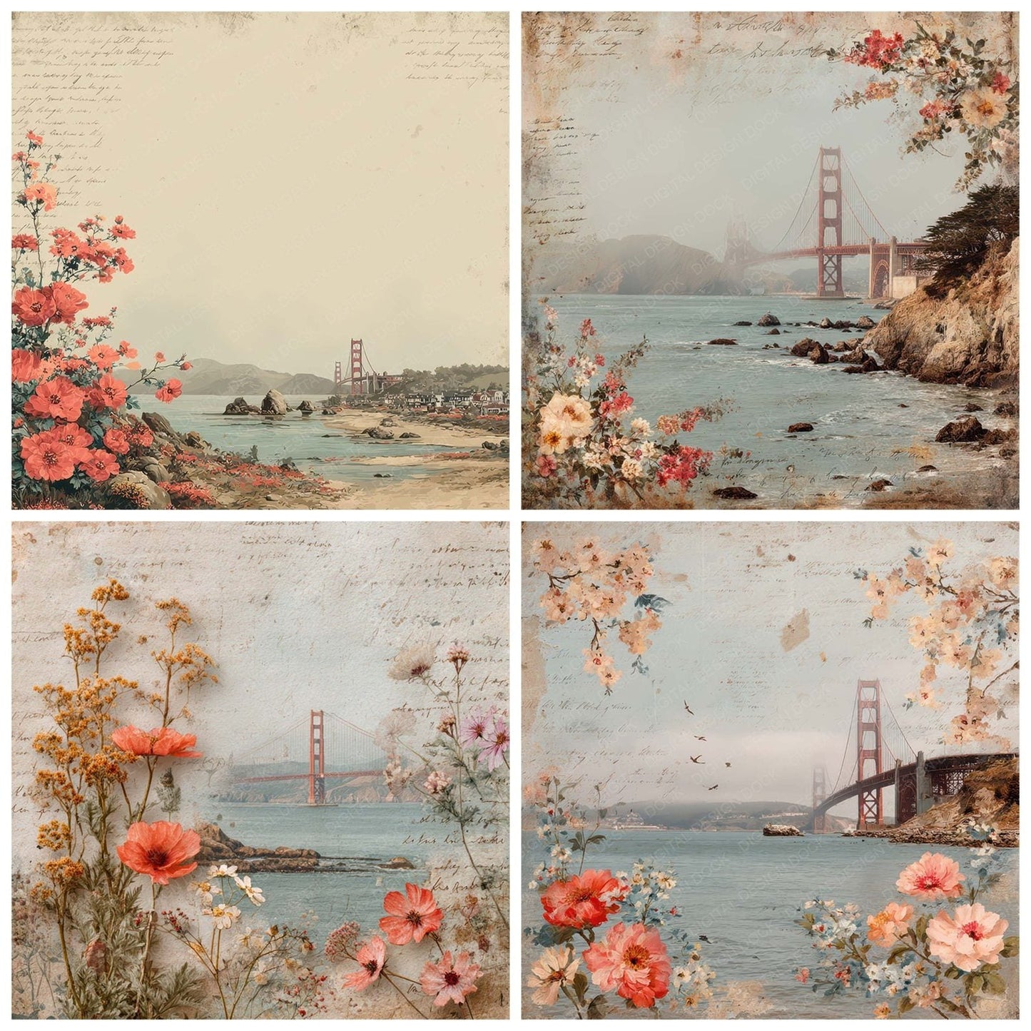 USA Charm Golden Gate Bridge Digital Paper Pack (DDD007803)