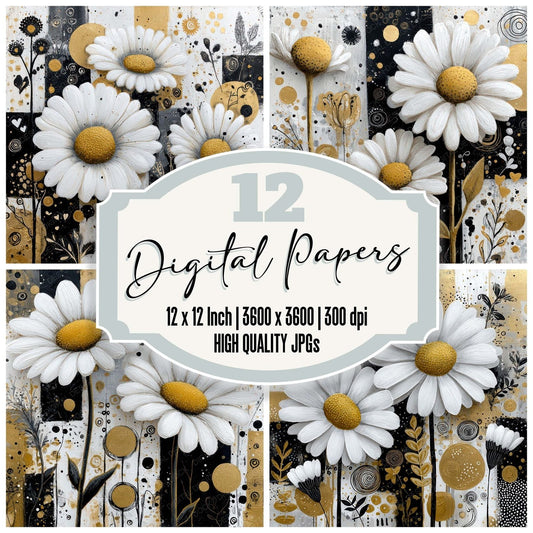 Abstract Daisy Collage Background Digital Paper Pack (DDD007808)