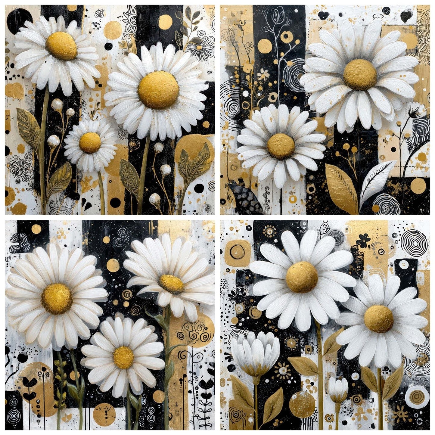Abstract Daisy Collage Background Digital Paper Pack (DDD007808)