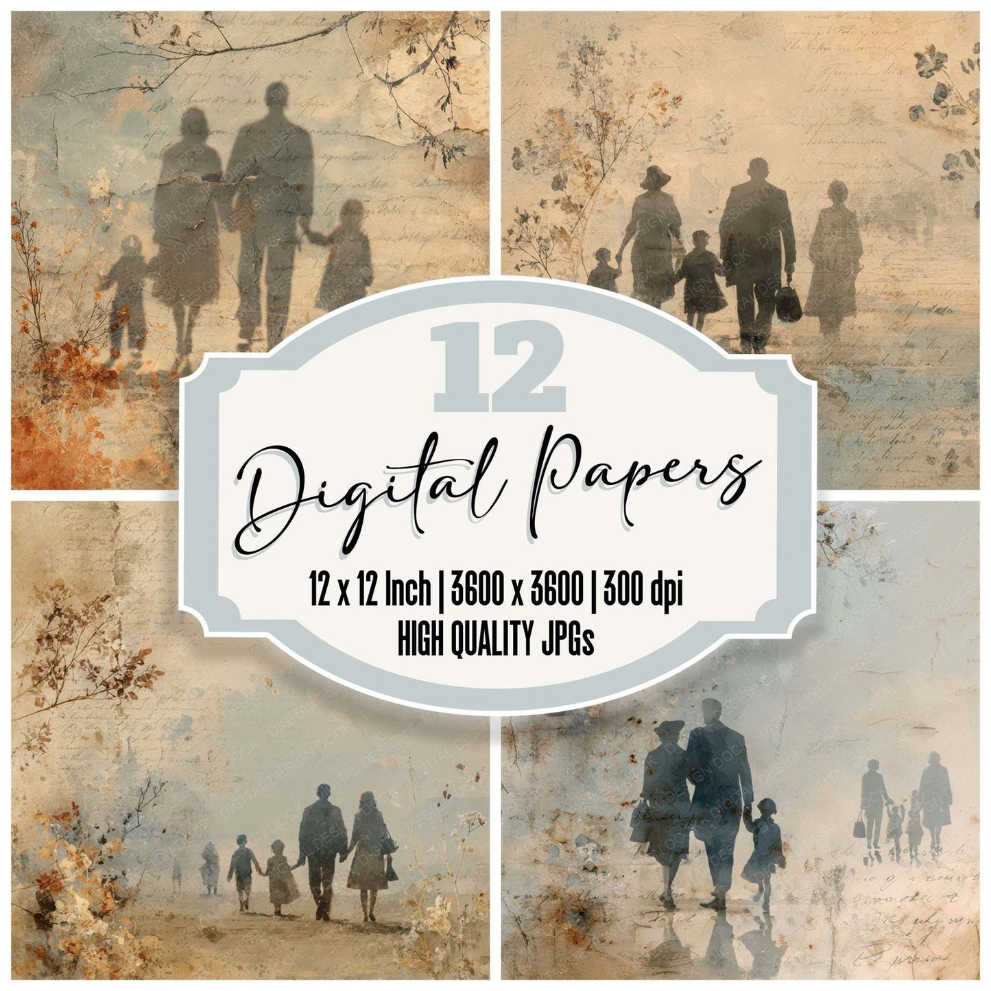 Family Moment Walking Together Digital Paper Pack (DDD007813)