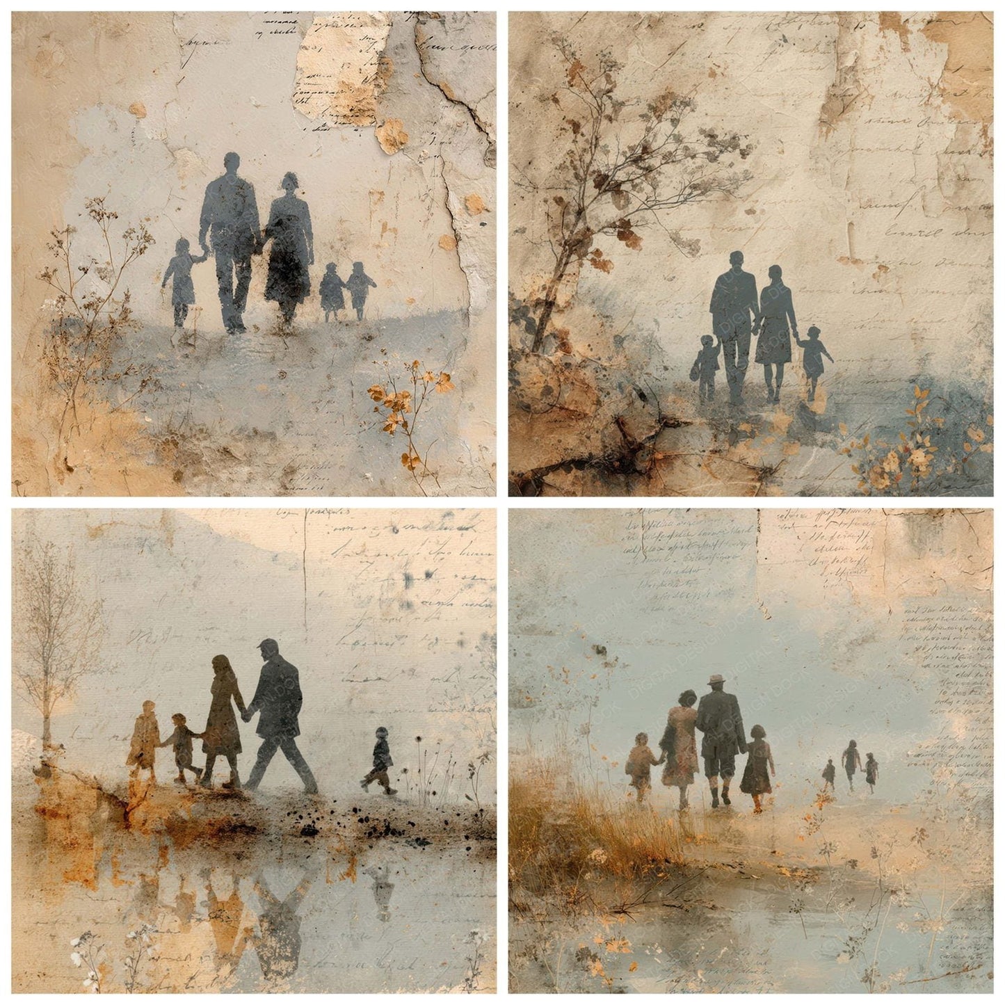 Family Moment Walking Together Digital Paper Pack (DDD007813)