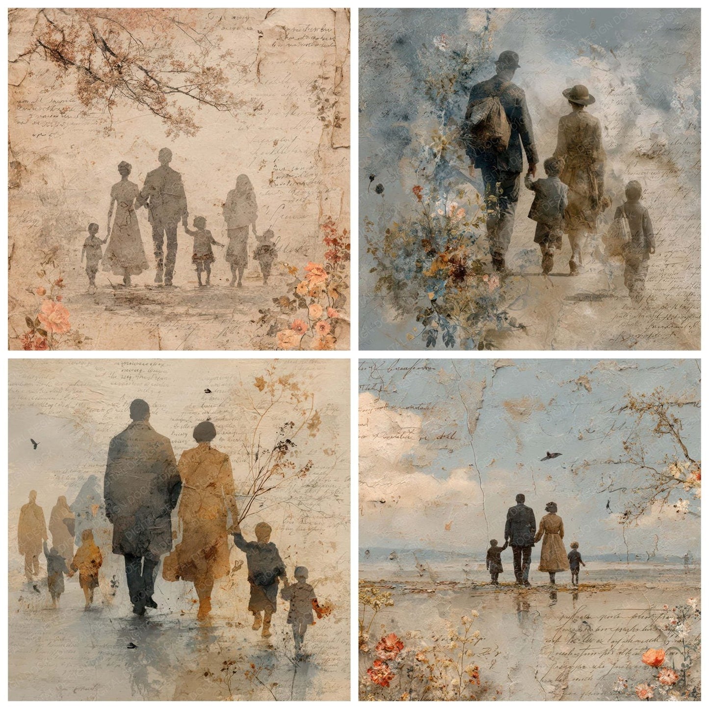Family Moment Walking Together Digital Paper Pack (DDD007813)