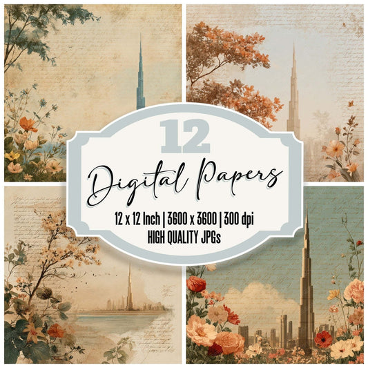 Modern Engineering Landmark Burj Khalifa Digital Paper Pack (DDD007816)