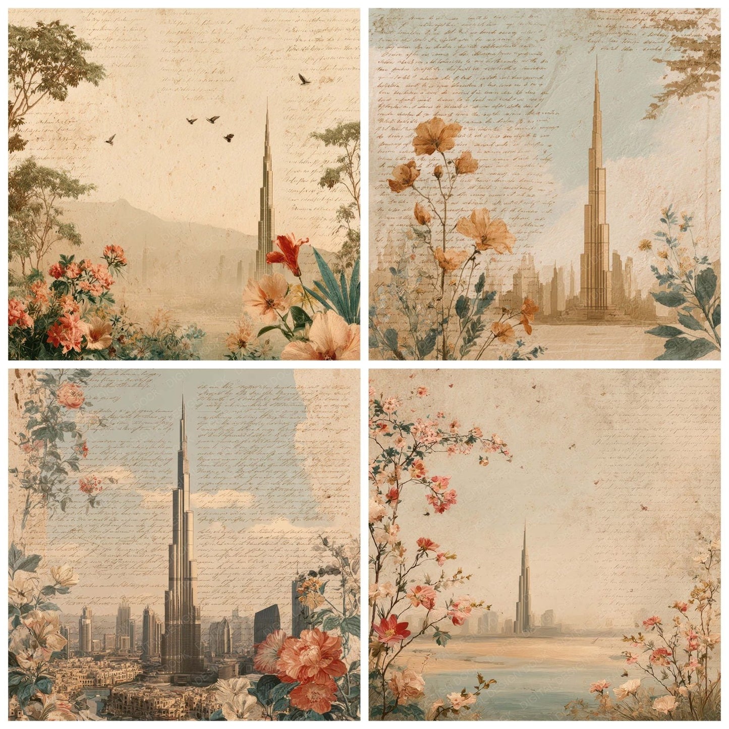 Modern Engineering Landmark Burj Khalifa Digital Paper Pack (DDD007816)