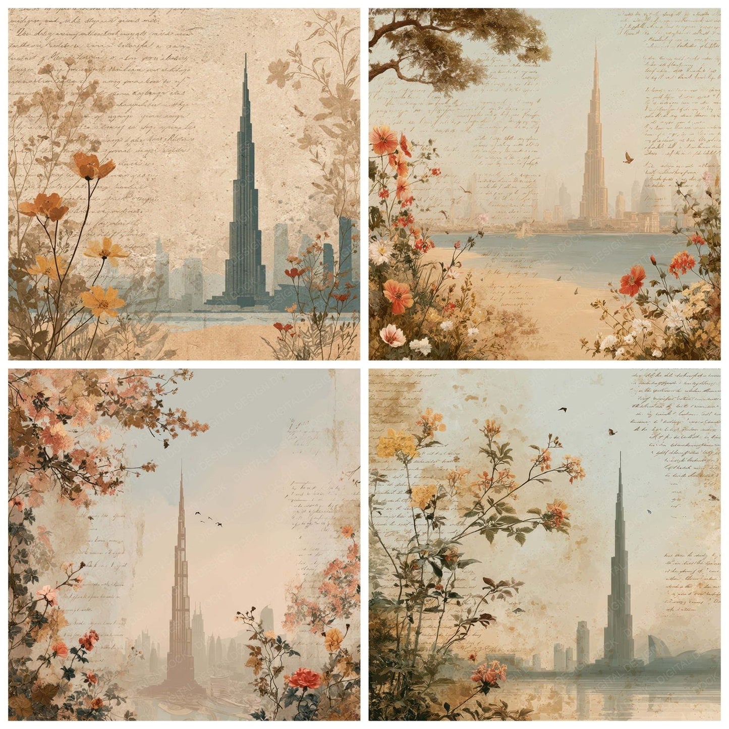 Modern Engineering Landmark Burj Khalifa Digital Paper Pack (DDD007816)