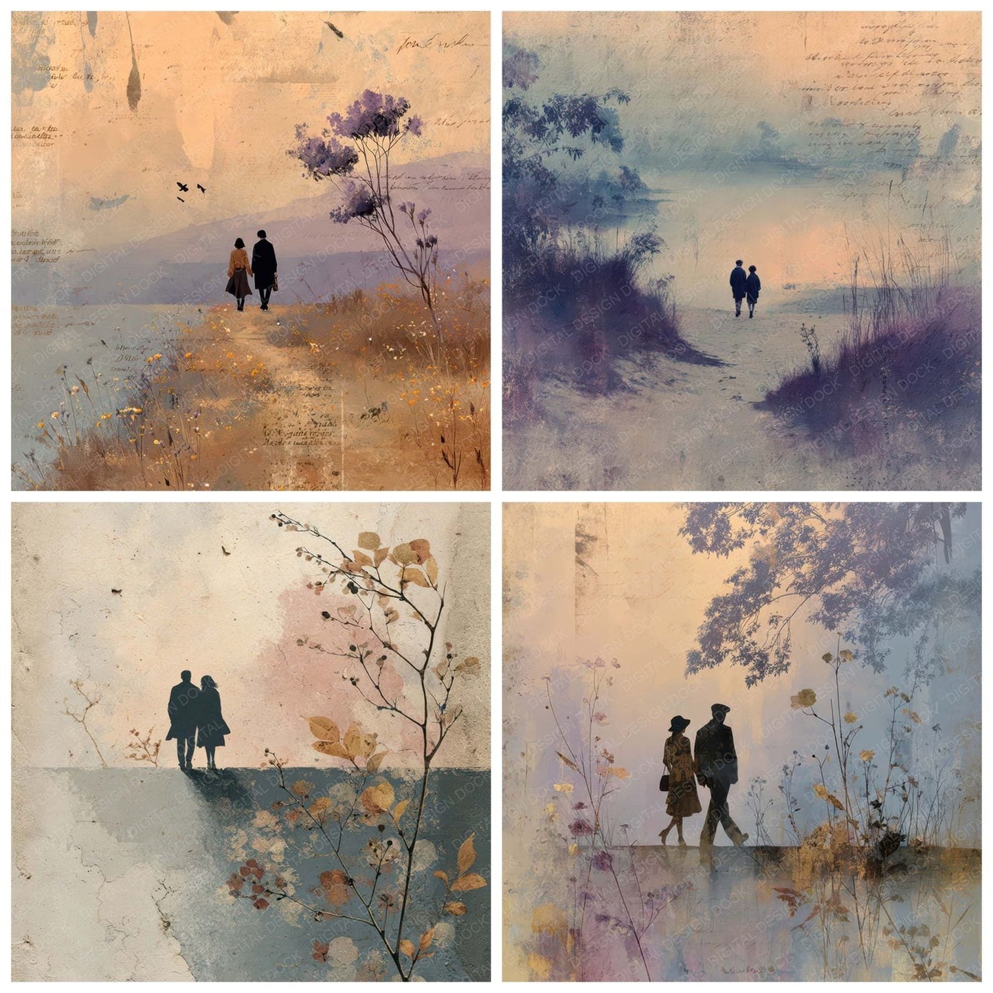 Romantic Moment Hand In Hand Digital Paper Pack (DDD007822)