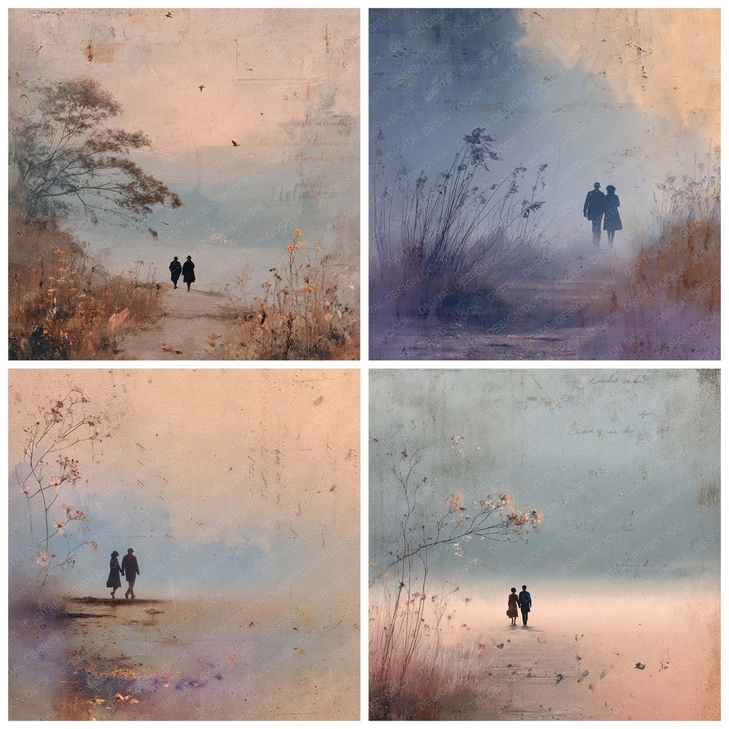 Romantic Moment Hand In Hand Digital Paper Pack (DDD007822)