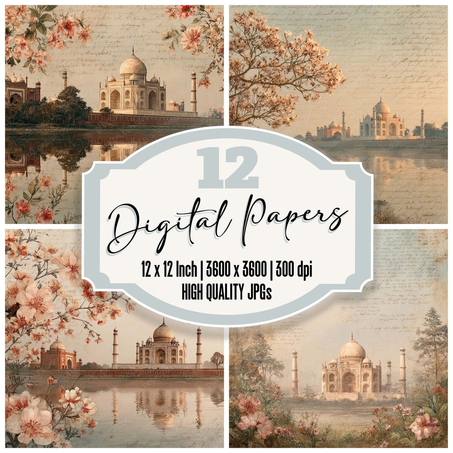 World Wonders Landmark Taj Mahal Digital Paper Pack (DDD007827)