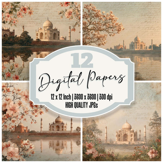 World Wonders Landmark Taj Mahal Digital Paper Pack (DDD007827)