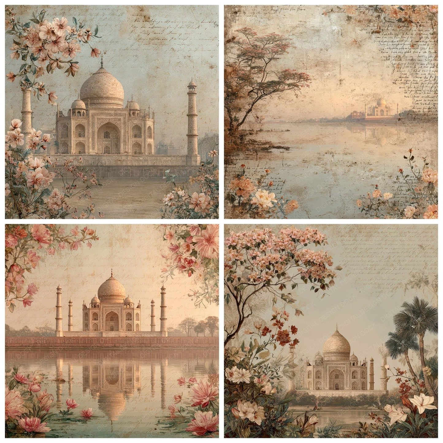 World Wonders Landmark Taj Mahal Digital Paper Pack (DDD007827)