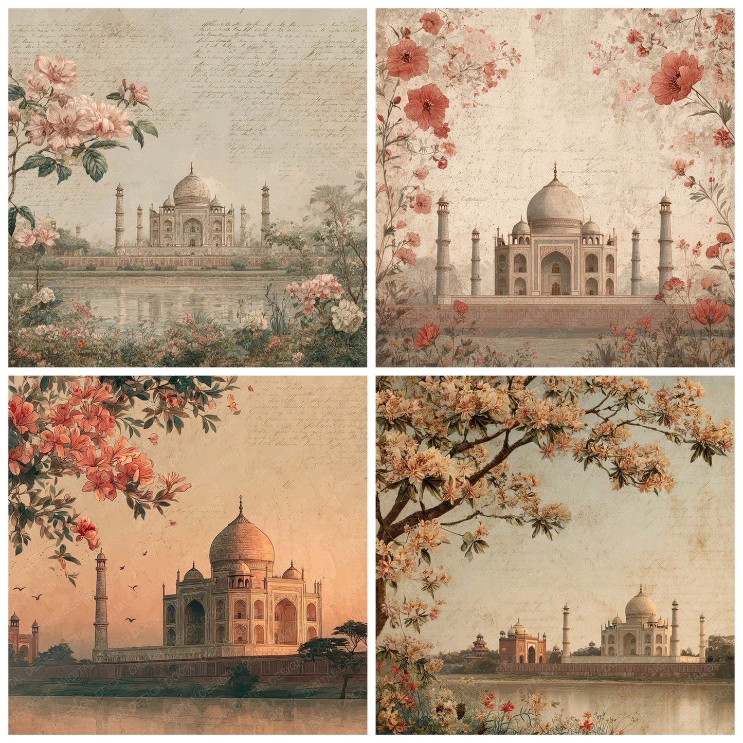 World Wonders Landmark Taj Mahal Digital Paper Pack (DDD007827)