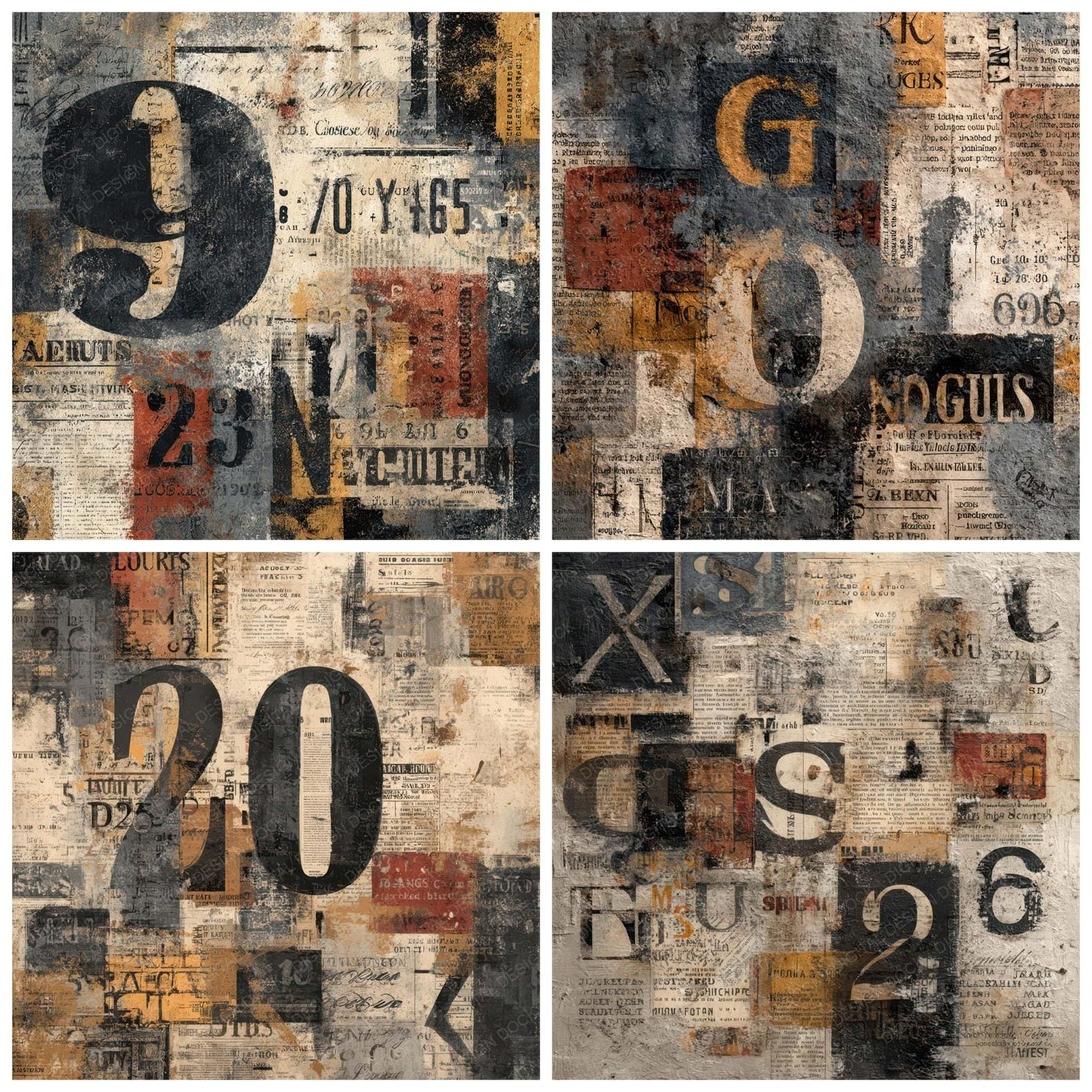 Dark Ephemera Typography Background Digital Paper Pack (DDD007830)