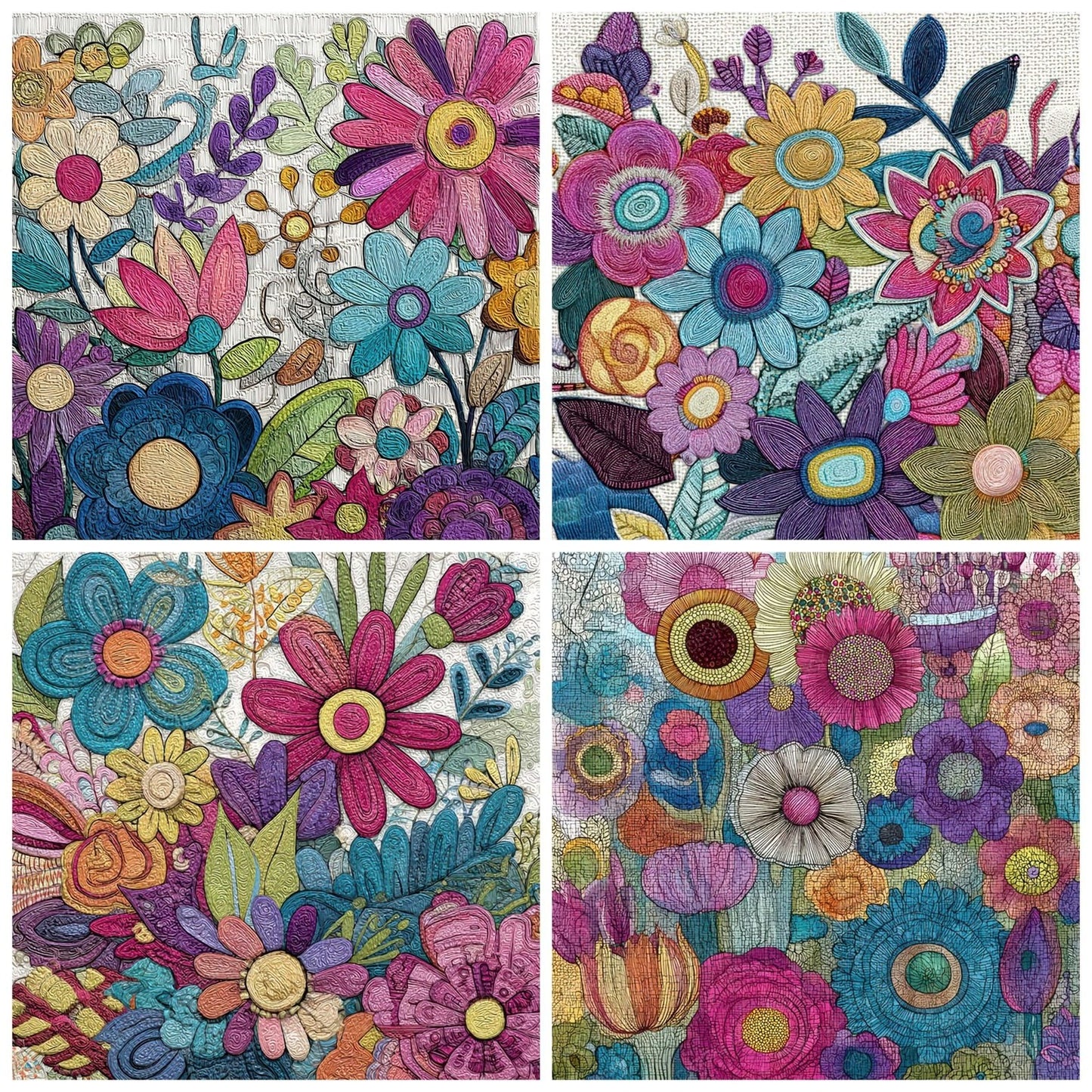 Floral Background Fabric Sitched Digital Paper Pack (DDD007834)