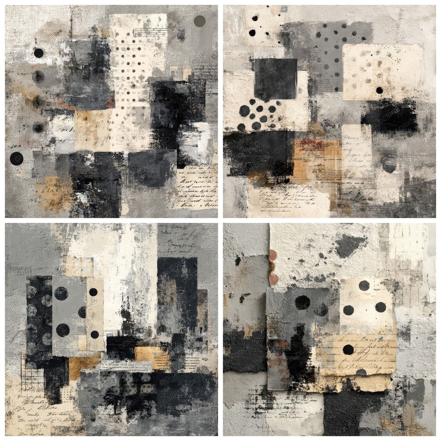 Neutral Grunge Textile Background Digital Paper Pack (DDD007840)