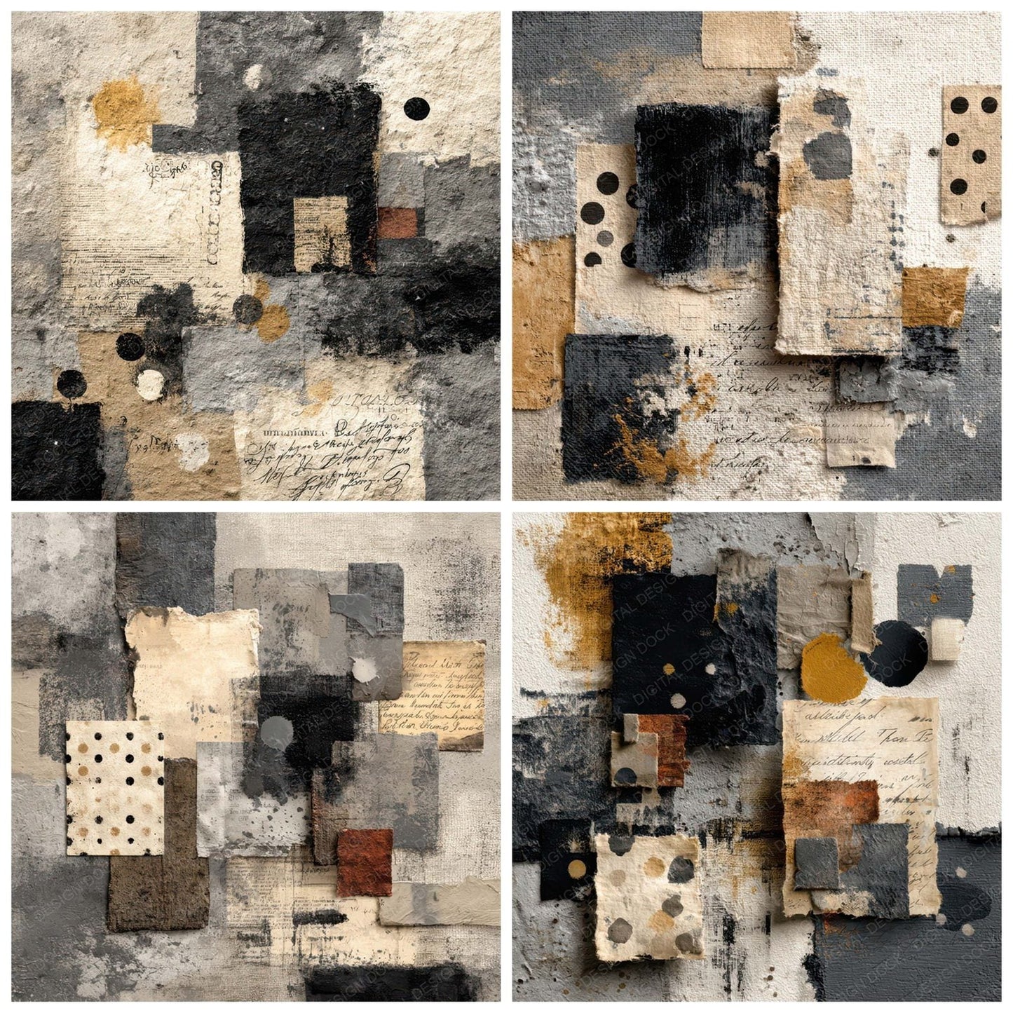 Neutral Grunge Textile Background Digital Paper Pack (DDD007840)