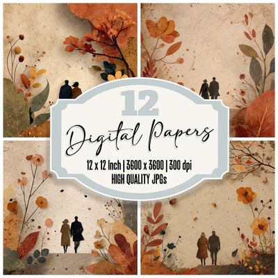 Seasonal Autumn Walk Scene Digital Paper Pack (DDD007841)