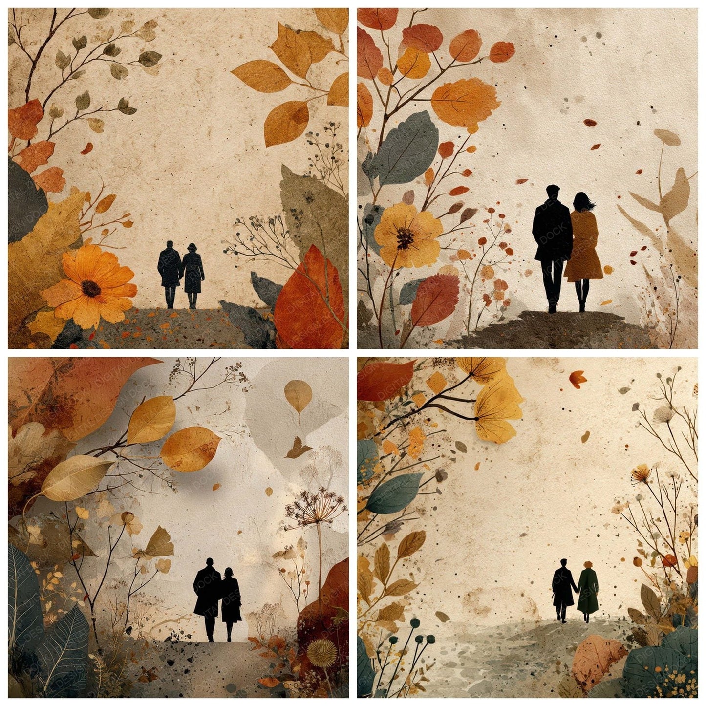 Seasonal Autumn Walk Scene Digital Paper Pack (DDD007841)