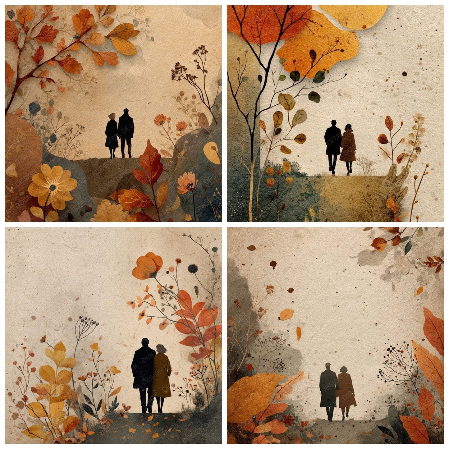 Seasonal Autumn Walk Scene Digital Paper Pack (DDD007841)