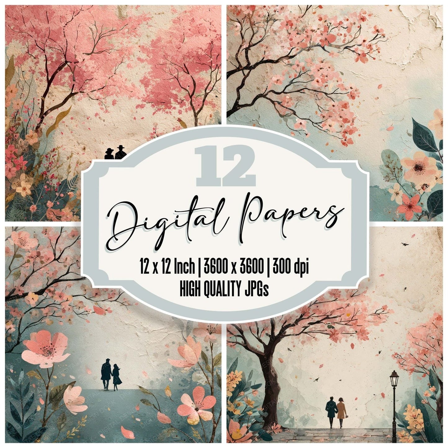 Seasonal Spring Blossom Scene Digital Paper Pack (DDD007843)