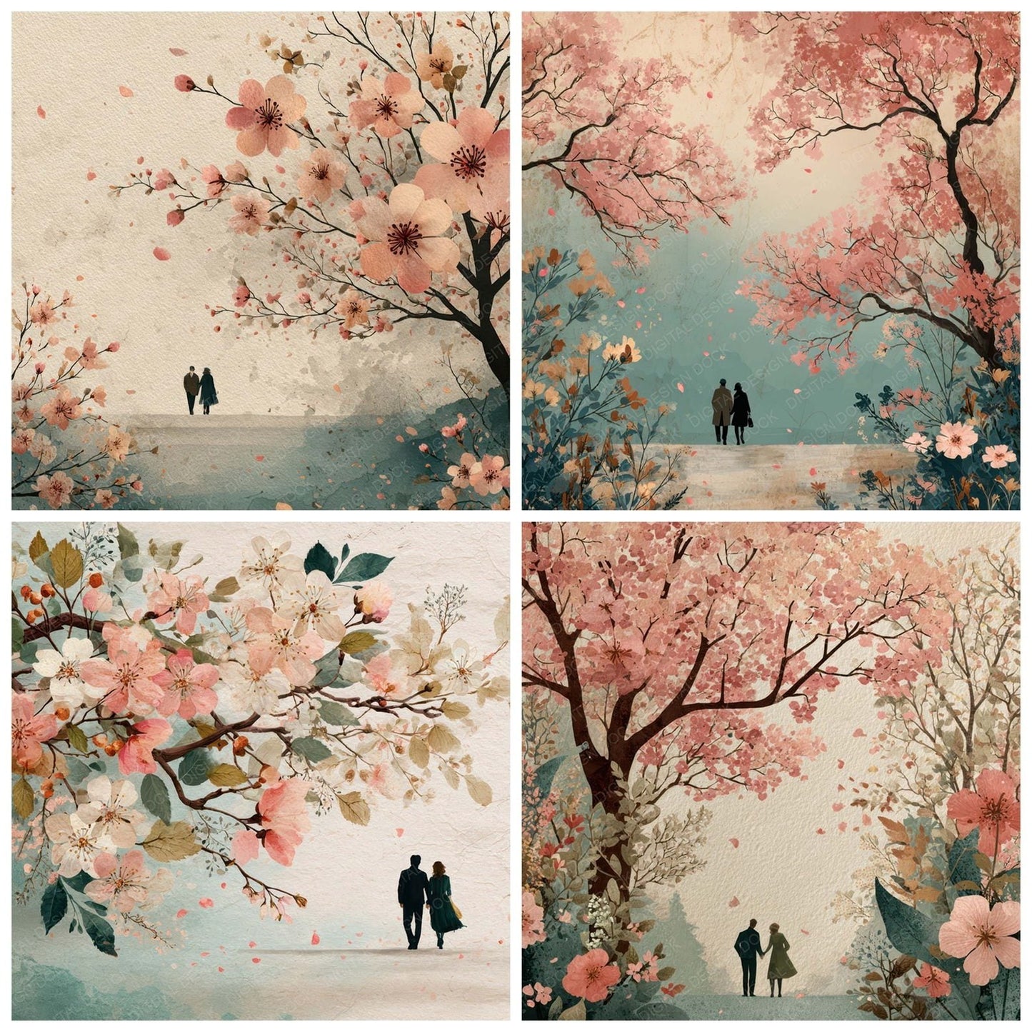 Seasonal Spring Blossom Scene Digital Paper Pack (DDD007843)