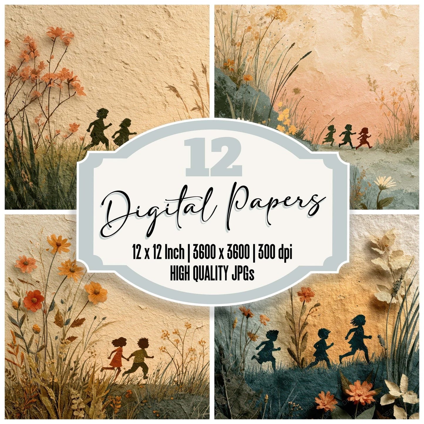 Seasonal Summer Meadow Scene Digital Paper Pack (DDD007844)