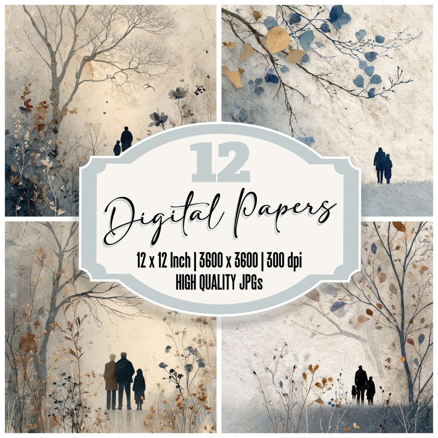 Seasonal Winter Quiet Scene Digital Paper Pack (DDD007845)