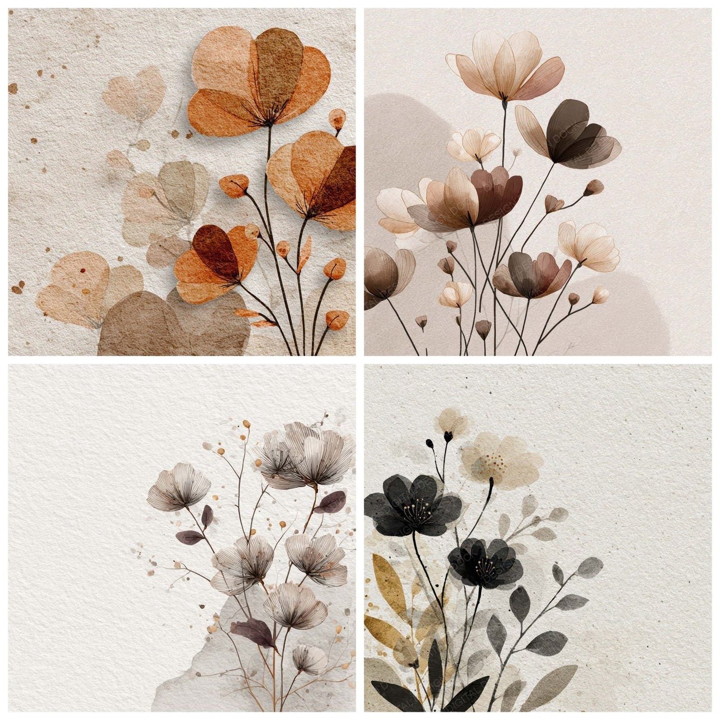 Quiet Abstract Floral Background Digital Paper Pack (DDD007863)
