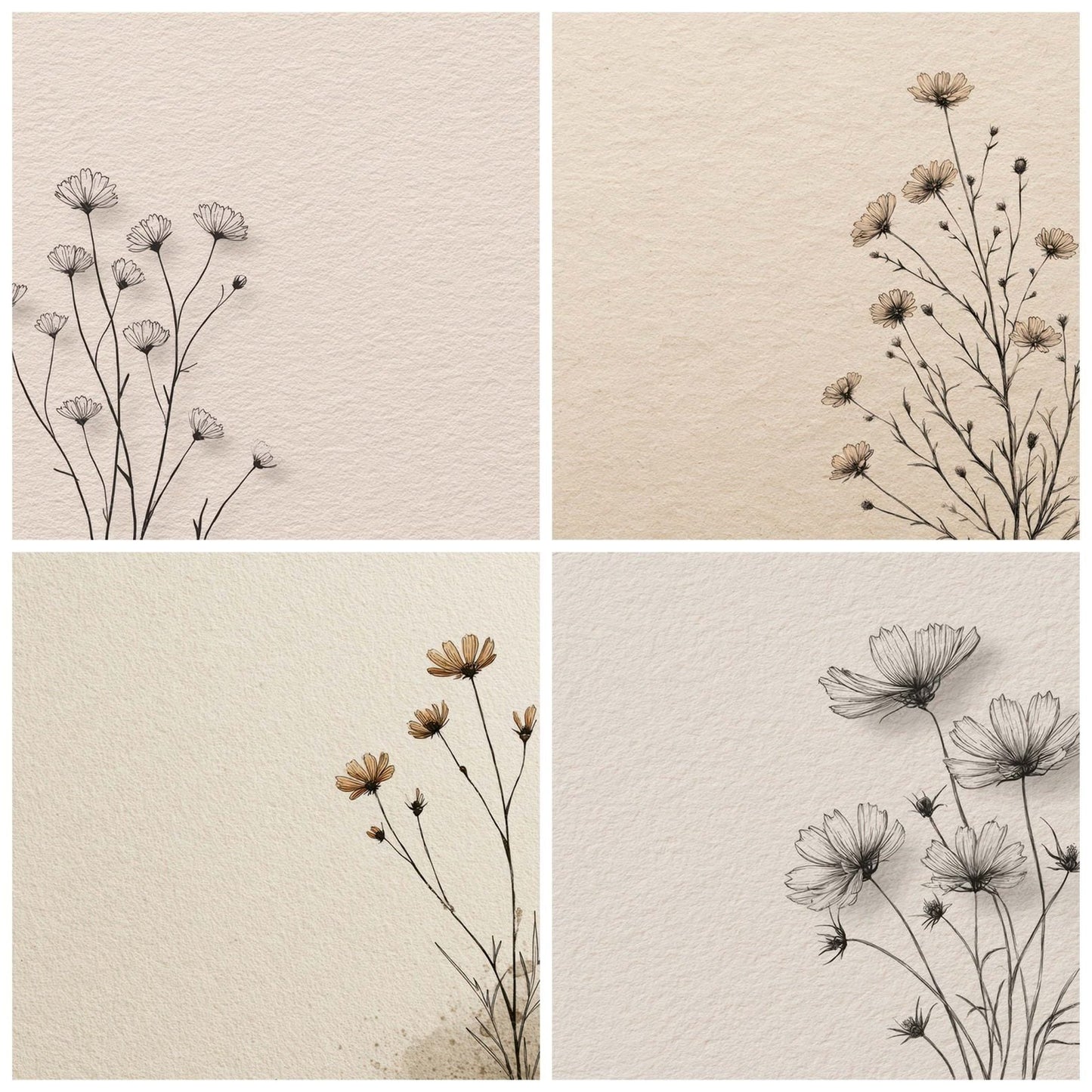 Ultra Minimal Floral Background Digital Paper Pack (DDD007865)