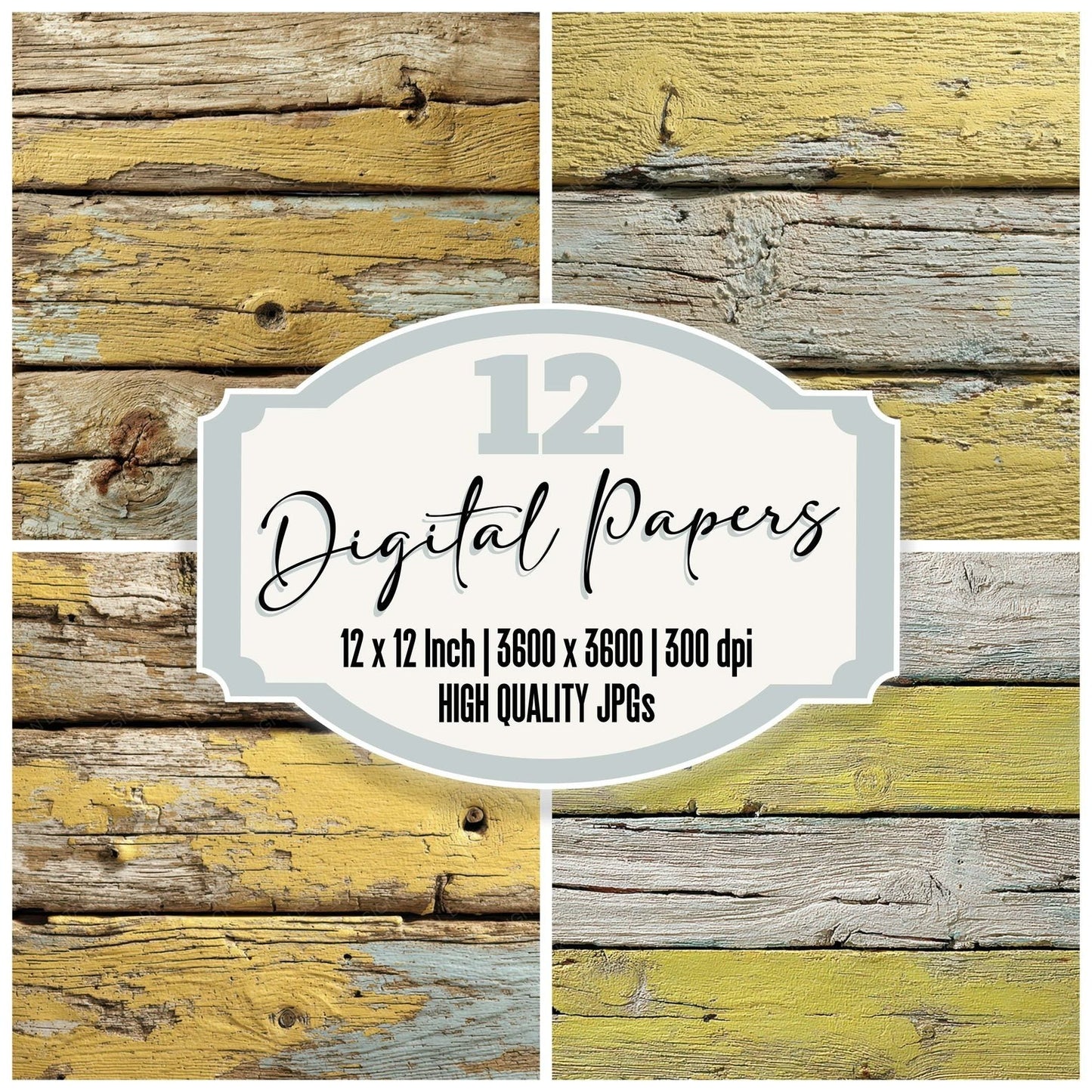 Lemon Wash Wood Panels Digital Paper Pack (DDD007876)