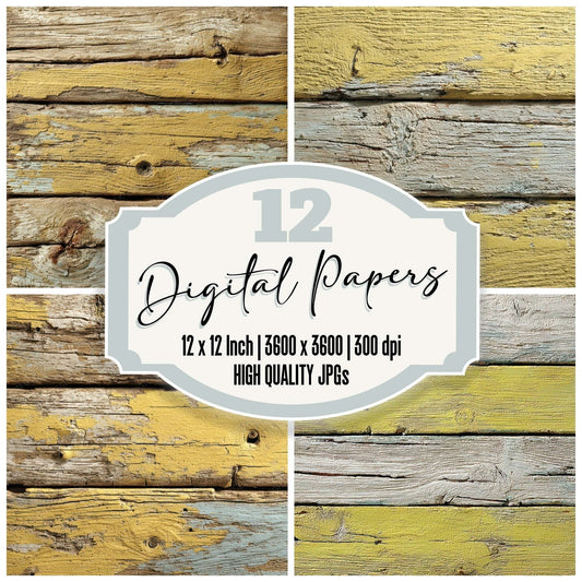 Lemon Wash Wood Panels Digital Paper Pack (DDD007876)