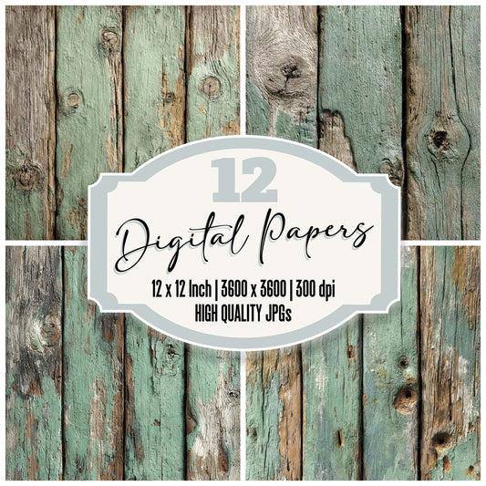 Sage Washed Wood Panels Digital Paper Pack (DDD007880)