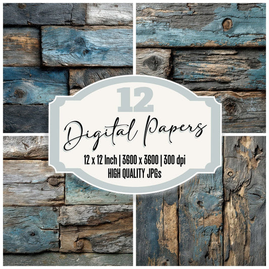 Slate Weathered Wood Panels Digital Paper Pack (DDD007882)