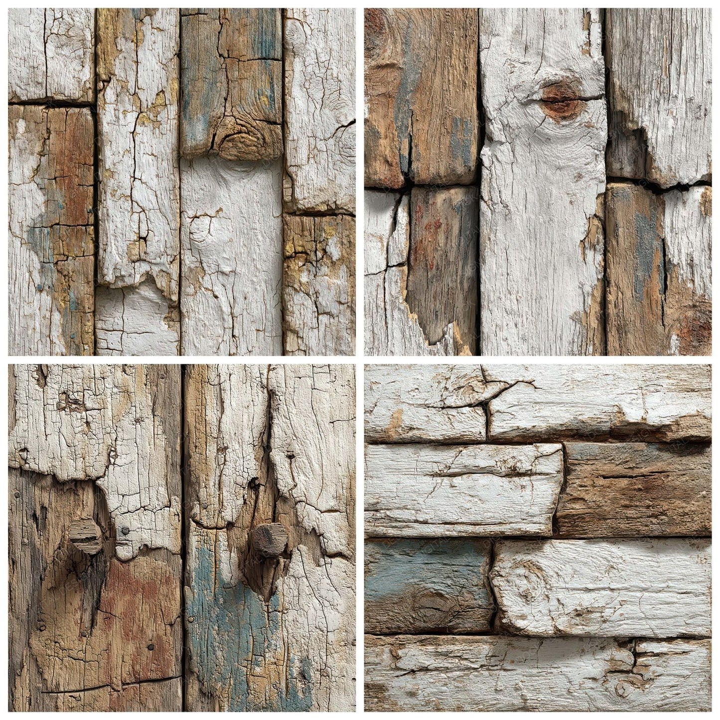 White Cracked Wood Panels Digital Paper Pack (DDD007887)