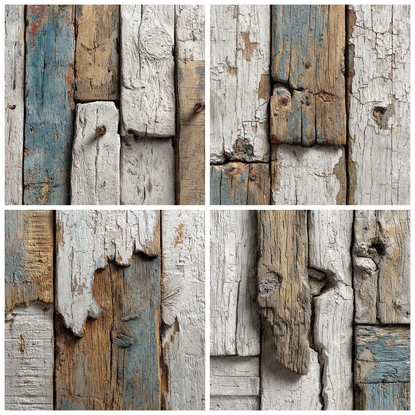 White Cracked Wood Panels Digital Paper Pack (DDD007887)
