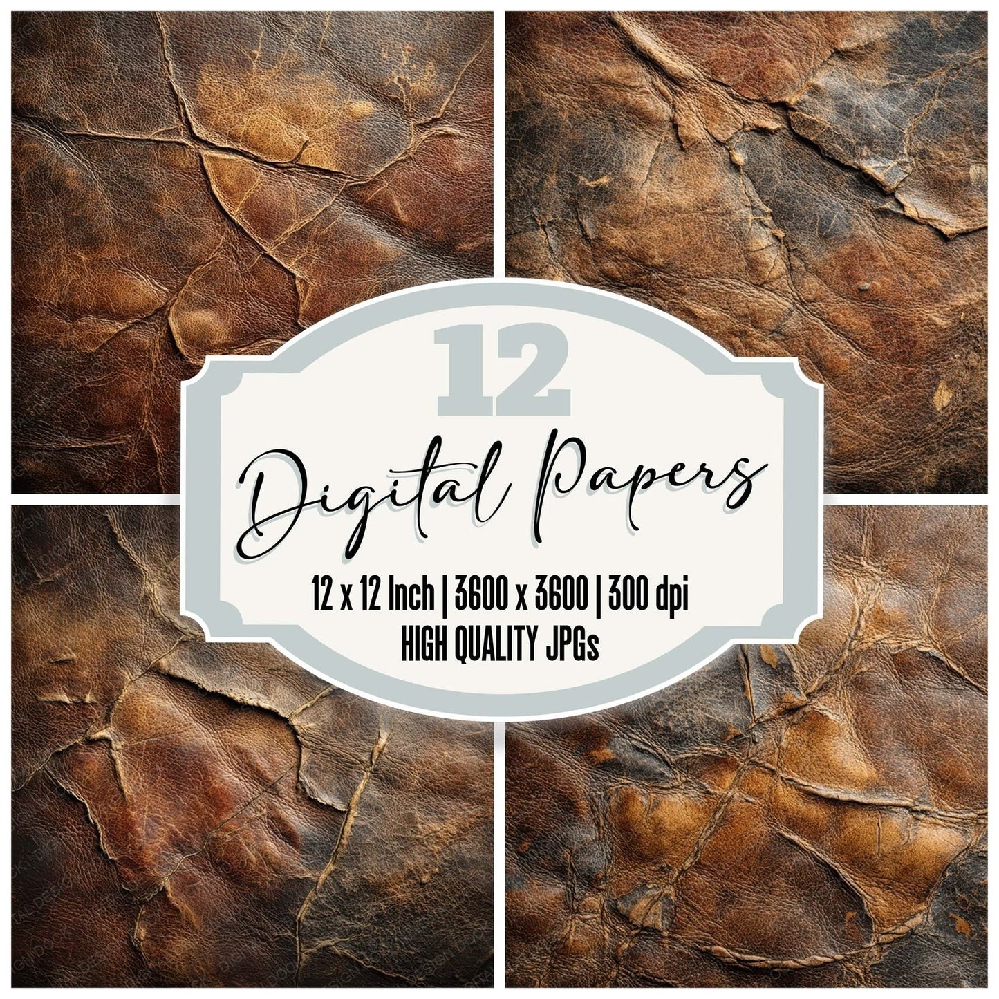 Aged Leather Texture Digital Paper Pack (DDD007890)