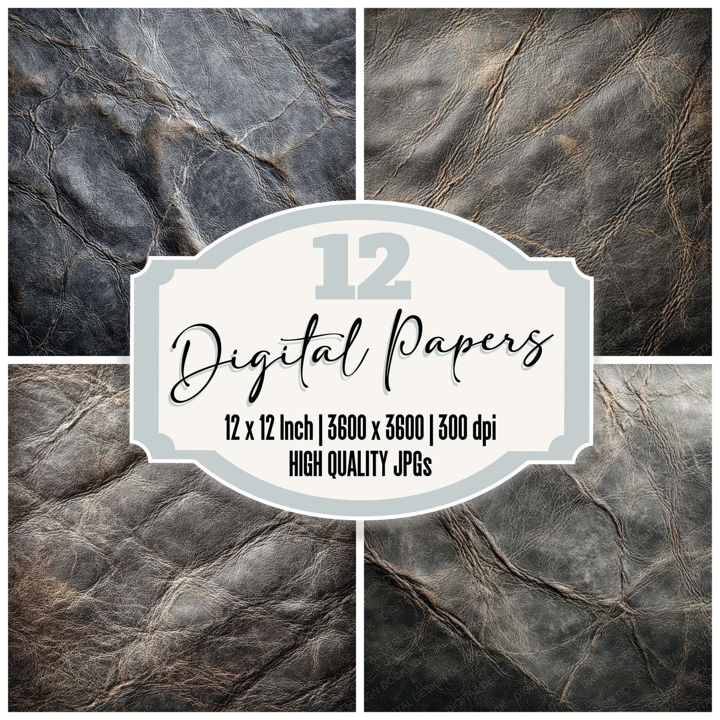 Charcoal Nubuck Leather Digital Paper Pack (DDD007893)