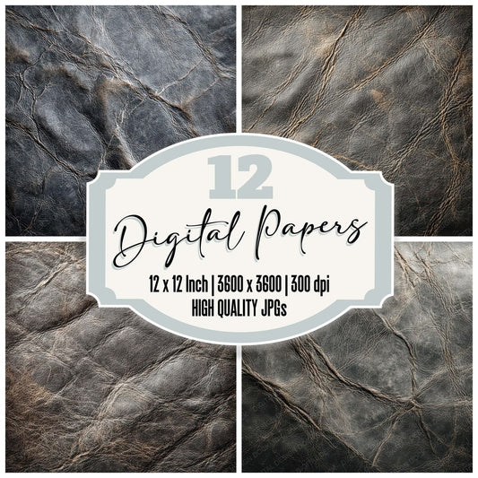 Charcoal Nubuck Leather Digital Paper Pack (DDD007893)