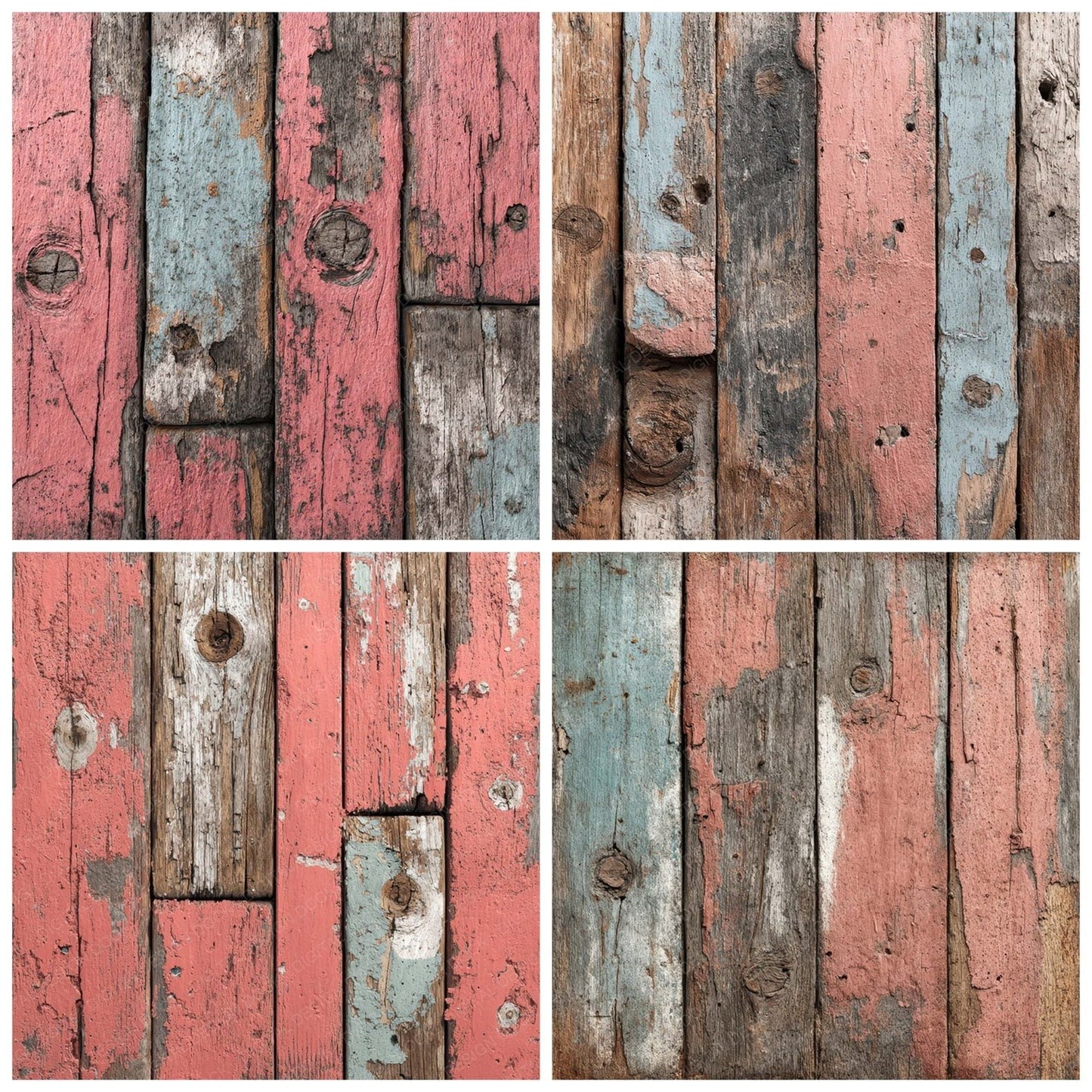 Coral Washed Wood Panels Digital Paper Pack (DDD007894)