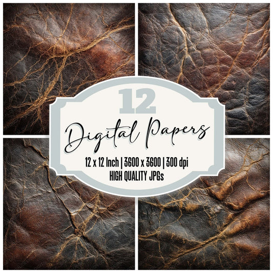 Dark Aged Leather Surface Digital Paper Pack (DDD007895)