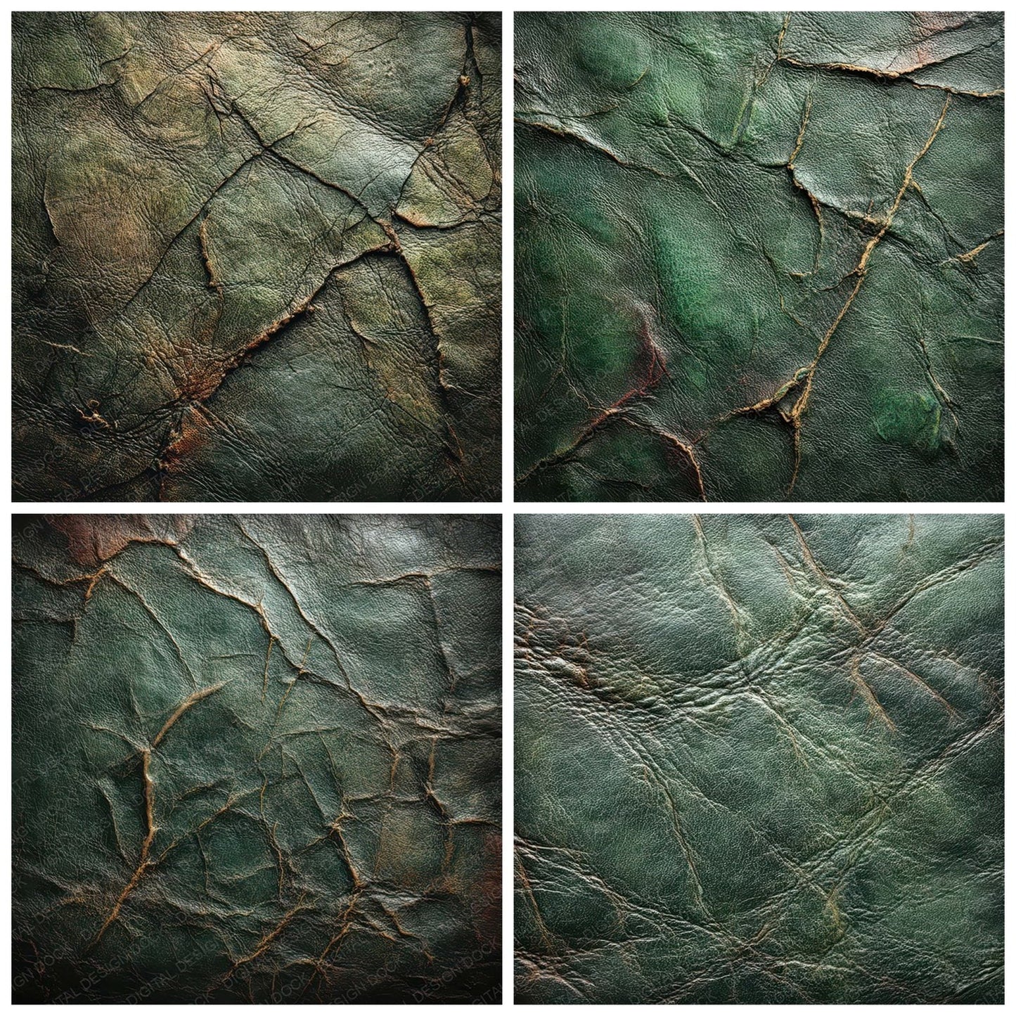 Green Distressed Leather Digital Paper Pack (DDD007896)