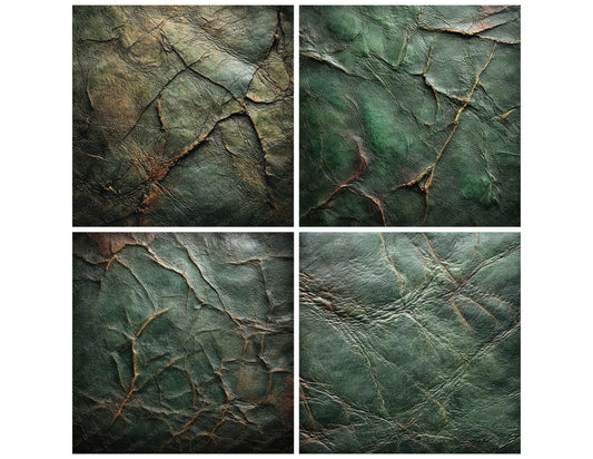 Preview layout showing Green Distressed Leather papers arranged as background pages for junk journals and mixed media crafts