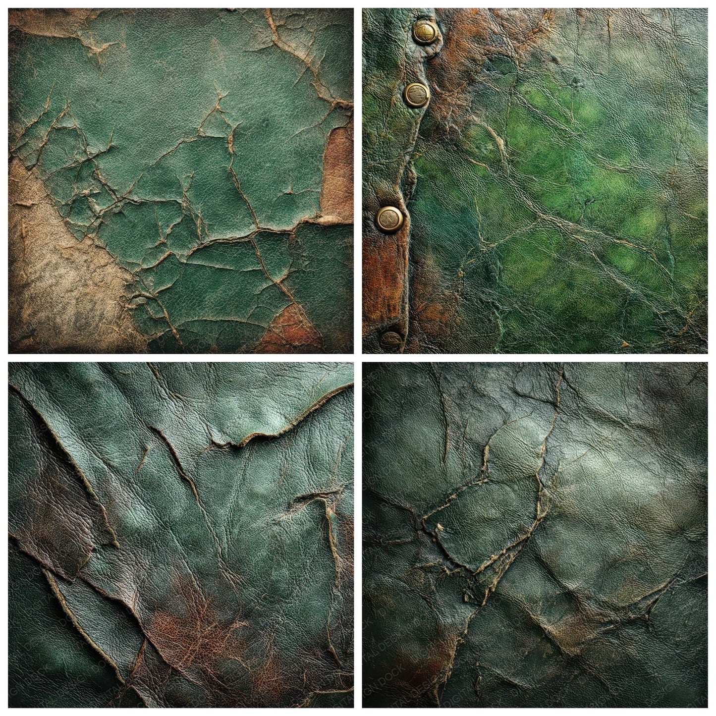 Green Distressed Leather Digital Paper Pack (DDD007896)