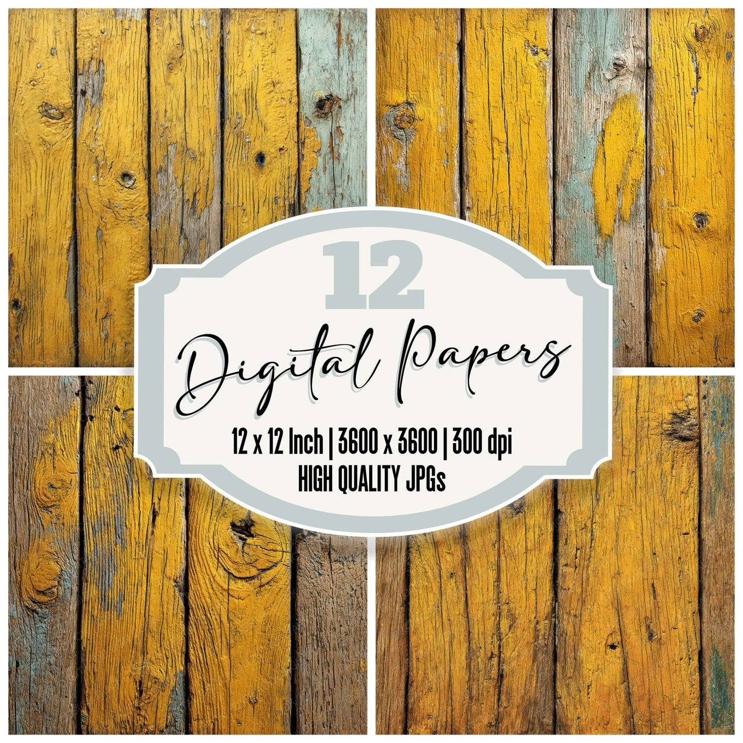 Mustard Wash Wood Panels Digital Paper Pack (DDD007899)