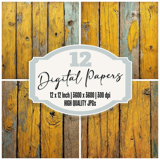 Mustard Wash Wood Panels Digital Paper Pack (DDD007899)