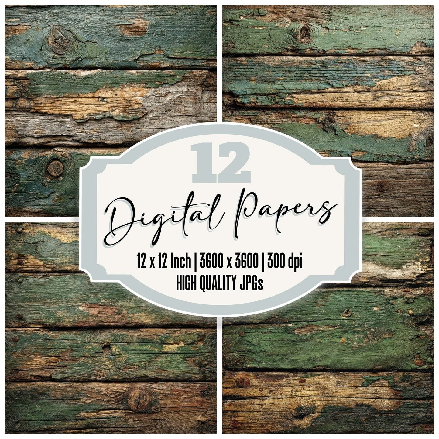 Olive Washed Wood Panels Digital Paper Pack (DDD007900)