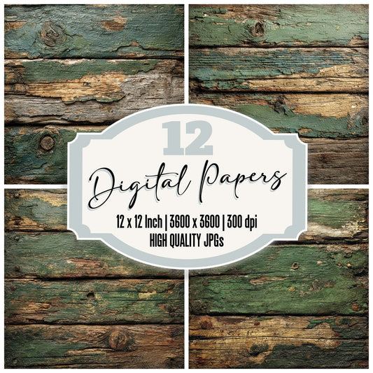 Olive Washed Wood Panels Digital Paper Pack (DDD007900)