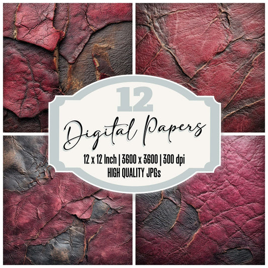 Oxblood Leather Surface Digital Paper Pack (DDD007901)